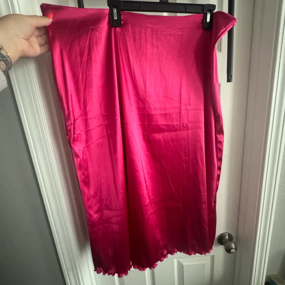 SHEIN Curve Pink Satin Skirt Size 3XL